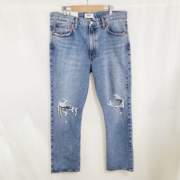 Agolde Mia mid rise straight leg jeans Rule distressed NEW - Picture 4 of 9